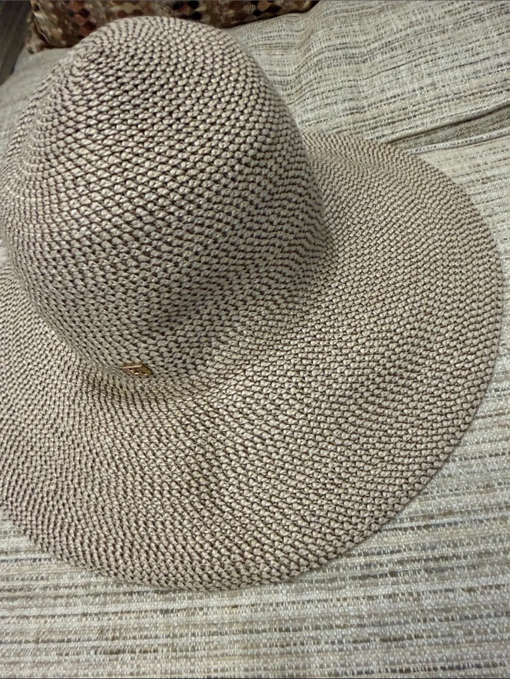 Eric Javits UPF + 50 Woven Wide-Brim Sun Hat — Taupe - Picture 3 of 10